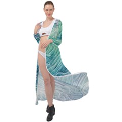 Wave Of The Ocean Maxi Chiffon Beach Wrap by GardenOfOphir