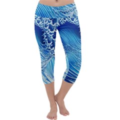 Wave Beach Iii Capri Yoga Leggings by GardenOfOphir