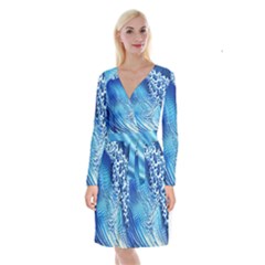 Wave Beach Iii Long Sleeve Velvet Front Wrap Dress by GardenOfOphir