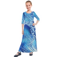 Wave Beach Iii Kids  Quarter Sleeve Maxi Dress by GardenOfOphir