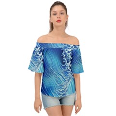 Wave Beach Iii Off Shoulder Short Sleeve Top by GardenOfOphir