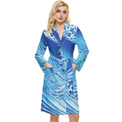 Wave Beach Iii Long Sleeve Velvet Robe by GardenOfOphir