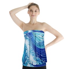 Water Waves Strapless Top by GardenOfOphir