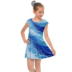 Water Waves Kids  Cap Sleeve Dress by GardenOfOphir