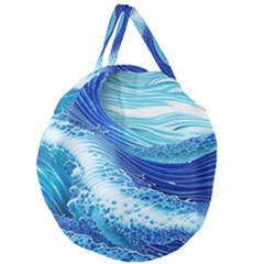 Water Waves Giant Round Zipper Tote by GardenOfOphir