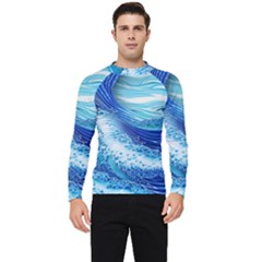 Water Waves Men s Long Sleeve Rash Guard by GardenOfOphir