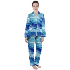 Water Waves Women s Long Sleeve Satin Pajamas Set	 by GardenOfOphir