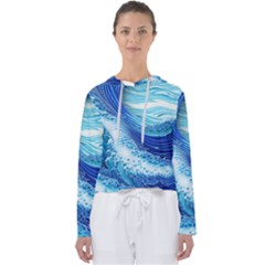 Water Waves Women s Slouchy Sweat by GardenOfOphir