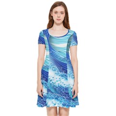 Water Waves Inside Out Cap Sleeve Dress by GardenOfOphir