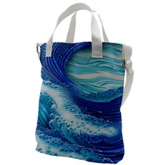 Water Waves Canvas Messenger Bag by GardenOfOphir