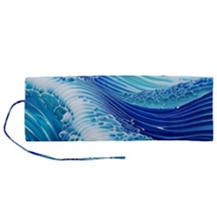 Water Waves Roll Up Canvas Pencil Holder (m) by GardenOfOphir