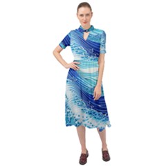 Water Waves Keyhole Neckline Chiffon Dress by GardenOfOphir