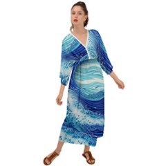 Water Waves Grecian Style  Maxi Dress by GardenOfOphir