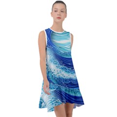 Water Waves Frill Swing Dress by GardenOfOphir