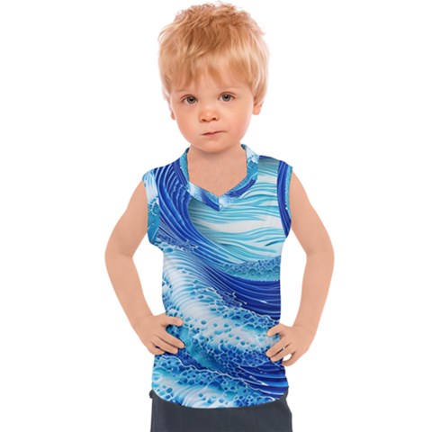 Water Waves Kids  Sport Tank Top by GardenOfOphir