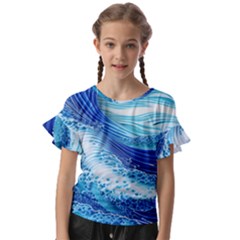 Water Waves Kids  Cut Out Flutter Sleeves by GardenOfOphir