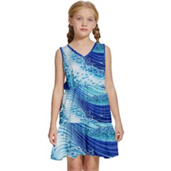 Water Waves Kids  Sleeveless Tiered Mini Dress by GardenOfOphir