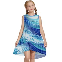 Water Waves Kids  Frill Swing Dress by GardenOfOphir