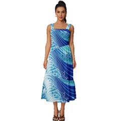 Water Waves Square Neckline Tiered Midi Dress by GardenOfOphir