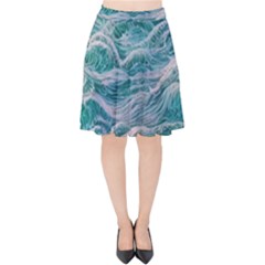 Waves Of The Ocean Ii Velvet High Waist Skirt by GardenOfOphir