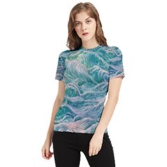 Waves Of The Ocean Ii Women s Short Sleeve Rash Guard by GardenOfOphir