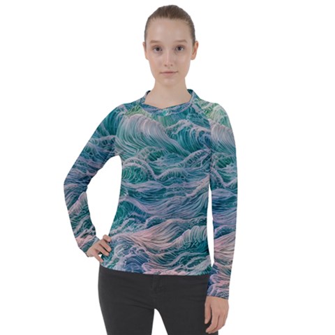 Waves Of The Ocean Ii Women s Pique Long Sleeve Tee by GardenOfOphir