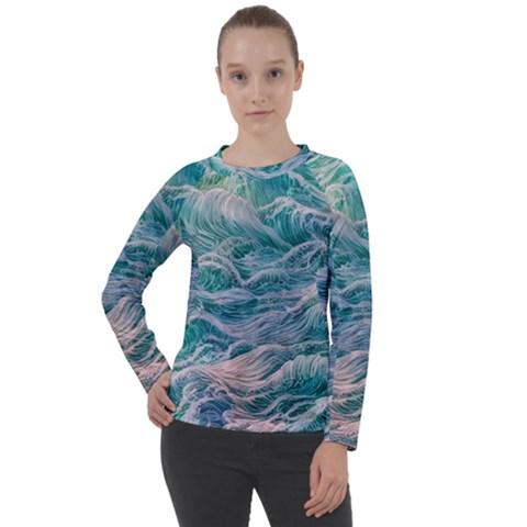 Waves Of The Ocean Ii Women s Long Sleeve Raglan Tee by GardenOfOphir