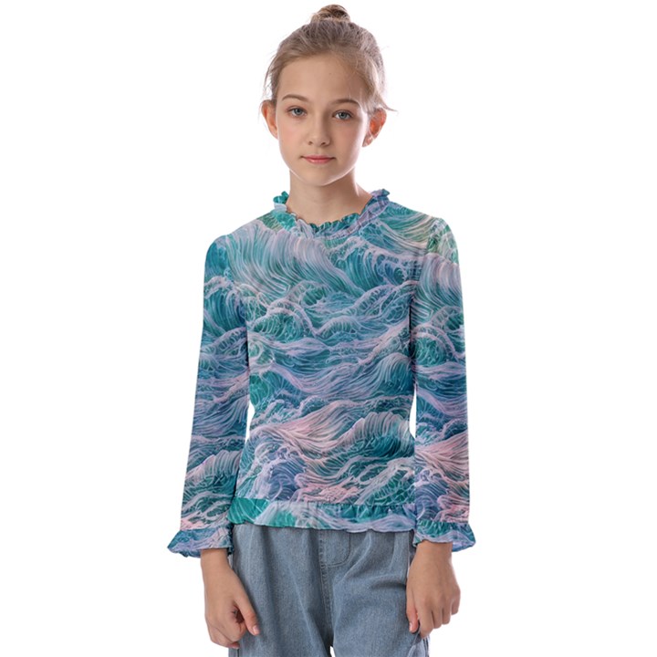 Waves Of The Ocean Ii Kids  Frill Detail Tee