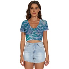 Waves Of The Ocean Ii V-neck Crop Top by GardenOfOphir