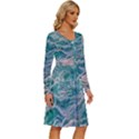 Waves Of The Ocean Ii Long Sleeve Dress With Pocket View3