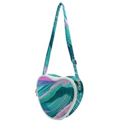 Pink Ocean Waves Heart Shoulder Bag by GardenOfOphir