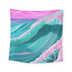 Pink Ocean Waves Square Tapestry (small) by GardenOfOphir