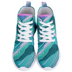 Pink Ocean Waves Women s Lightweight High Top Sneakers by GardenOfOphir