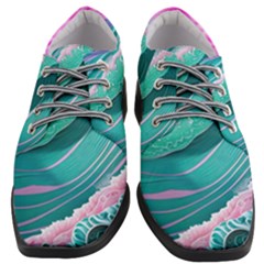 Pink Ocean Waves Women Heeled Oxford Shoes by GardenOfOphir