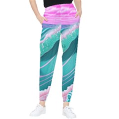 Pink Ocean Waves Tapered Pants by GardenOfOphir