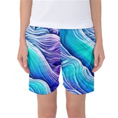 Ocean Waves In Pastel Tones Women s Basketball Shorts by GardenOfOphir