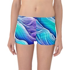 Ocean Waves In Pastel Tones Boyleg Bikini Bottoms by GardenOfOphir