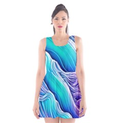 Ocean Waves In Pastel Tones Scoop Neck Skater Dress by GardenOfOphir