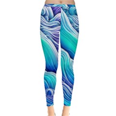 Ocean Waves In Pastel Tones Inside Out Leggings by GardenOfOphir