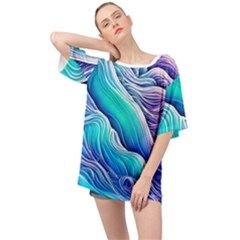 Ocean Waves In Pastel Tones Oversized Chiffon Top by GardenOfOphir