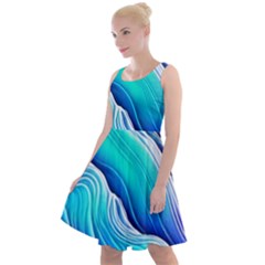 Ocean Waves In Pastel Tones Knee Length Skater Dress by GardenOfOphir