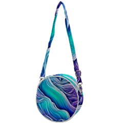 Ocean Waves In Pastel Tones Crossbody Circle Bag by GardenOfOphir