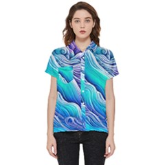 Ocean Waves In Pastel Tones Short Sleeve Pocket Shirt by GardenOfOphir