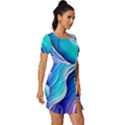 Ocean Waves In Pastel Tones Fitted Knot Split End Bodycon Dress View3