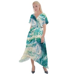 The Endless Sea Cross Front Sharkbite Hem Maxi Dress by GardenOfOphir