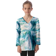 The Endless Sea Kids  V Neck Casual Top by GardenOfOphir