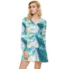 The Endless Sea Tiered Long Sleeve Mini Dress by GardenOfOphir