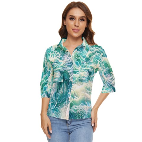 The Endless Sea Women s Quarter Sleeve Pocket Shirt by GardenOfOphir