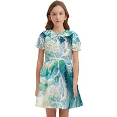 The Endless Sea Kids  Bow Tie Puff Sleeve Dress by GardenOfOphir