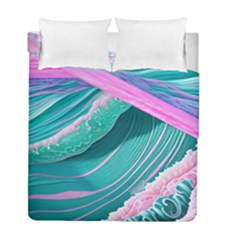 Pink Ocean Waves Duvet Cover Double Side (full/ Double Size) by GardenOfOphir